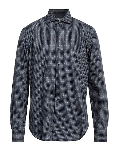 BORSA Patterned shirt Slate blue 100% Cotton