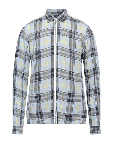 ALESSANDRO GHERARDI Checked shirt Sky blue 87% Linen, 13% Viscose