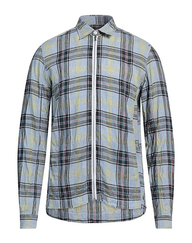 ALESSANDRO GHERARDI Checked shirt Azure 87% Linen, 13% Viscose