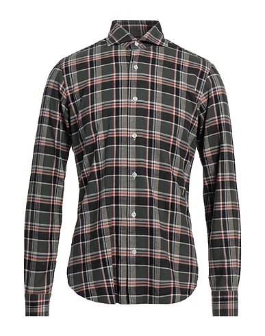 DANDYLIFE by BARBA Checked shirt Military green 100% Cotton