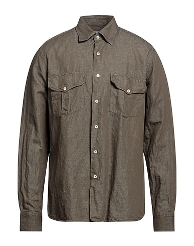 ALESSANDRO GHERARDI Solid colour shirt Military green 64% Cotton, 36% Hemp