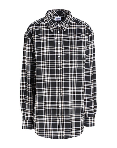 TOMMY JEANS Checked shirt Black 64% Recycled polyester, 34% Viscose, 2% Elastane