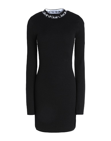 CALVIN KLEIN JEANS Vestito corto Nero 78% Cotone, 22% Poliammide