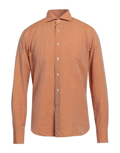 ALESSANDRO GHERARDI Solid color shirt Camel 59% Cotton, 41% Linen