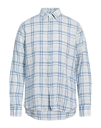 ALESSANDRO GHERARDI Checked shirt Sky blue 100% Linen