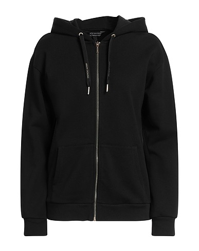 ARMANI EXCHANGE Hooded track jacket  Black 100% Cotton, Elastane