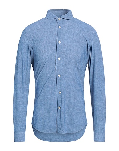ALESSANDRO GHERARDI Solid colour shirt Blue 74% Polyamide, 26% Elastane