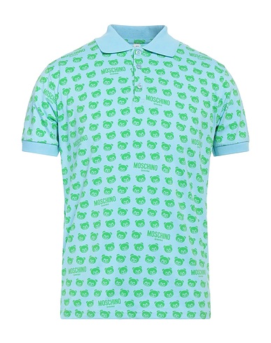 MOSCHINO Polo shirt Sky blue 92% Cotton, 8% Elastane