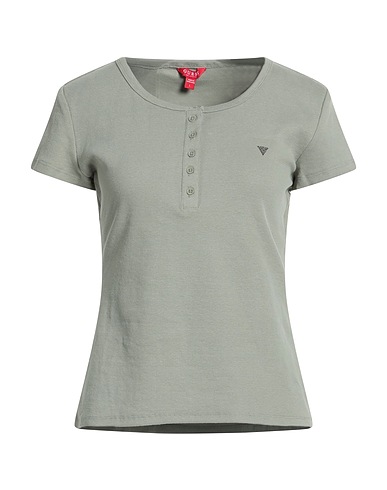 GUESS T-shirt Sage green 97% Cotton, 3% Elastane