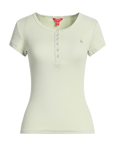 GUESS T-shirt Light green 97% Cotton, 3% Elastane