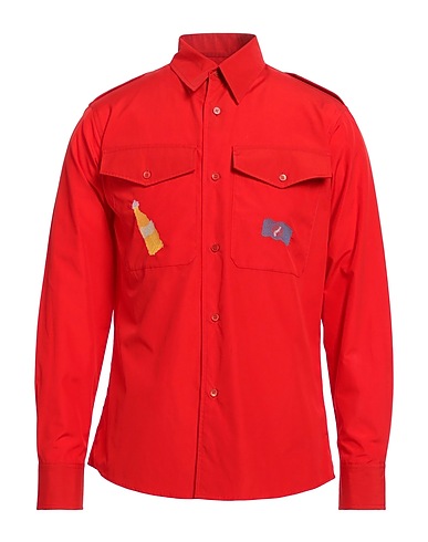 MARNI Shirts Red 100% Cotton, Mother-of-pearl