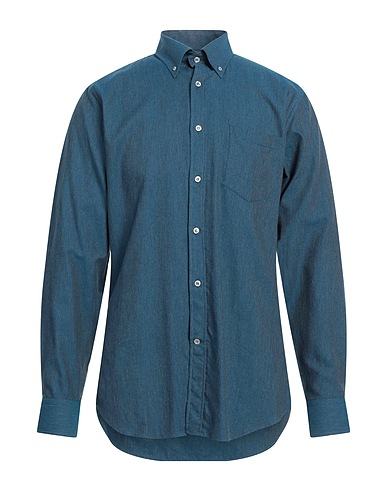 PAUL & SHARK Einfarbiges Hemd Blau 100% Baumwolle