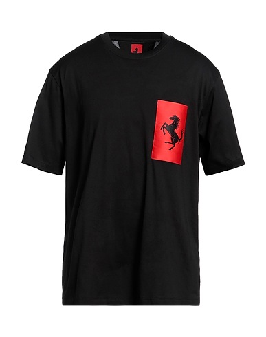 FERRARI T-shirt Black 100% Cotton, Elastane