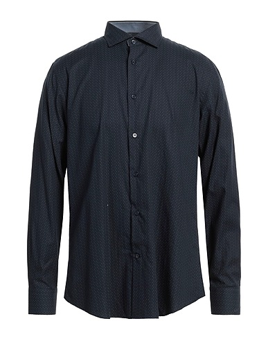 PAUL & SHARK Patterned shirt Midnight blue 100% Cotton
