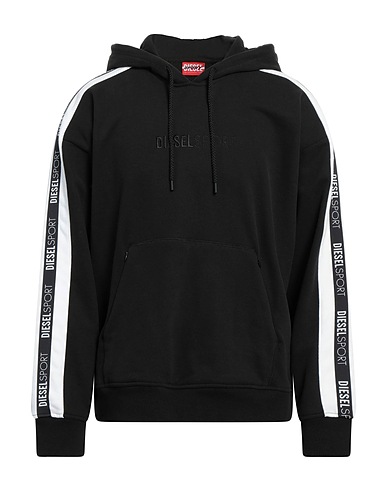 DIESEL Hooded track jacket  Black 64% Cotton, 36% Polyester, Elastane, Nylon