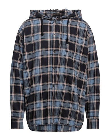 DIESEL Checked shirt Slate blue 100% Cotton