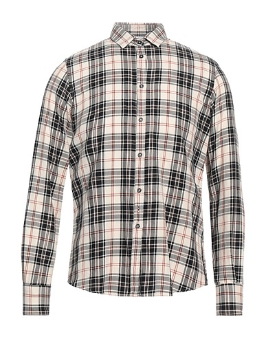 AGLINI Checked shirt Off white 99% Cotton, 1% Polyester
