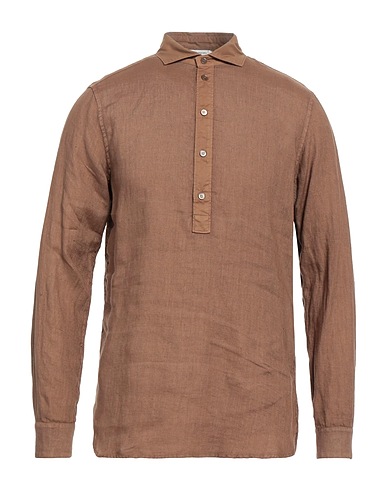 PAOLO PECORA Solid colour shirt Khaki 100% Cotton