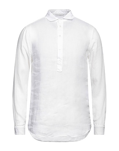 PAOLO PECORA Solid colour shirt White 100% Cotton