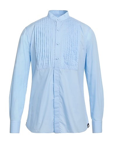 LARDINI Solid color shirt Light blue 100% Cotton
