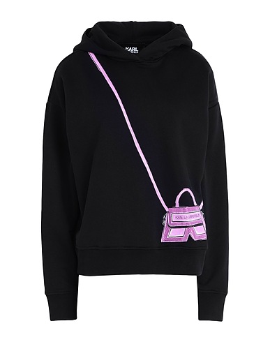 KARL LAGERFELD Hooded track jacket  KARL K BAG HOODIE
 Black 90% Organic cotton, 10% Polyester