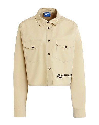 KARL LAGERFELD JEANS Solid colour shirts & blouses KLJ CROPPED LOGO SHIRT
 Beige 100% Organic cotton