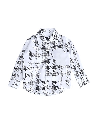MANUELL & FRANK Patterned shirt White 97% Cotton, 3% Elastane