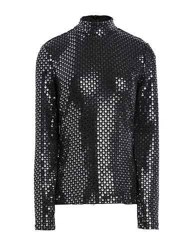 KARL LAGERFELD T-shirt SEQUIN EVENING TOP Black 97% Nylon, 3% Metallic fiber