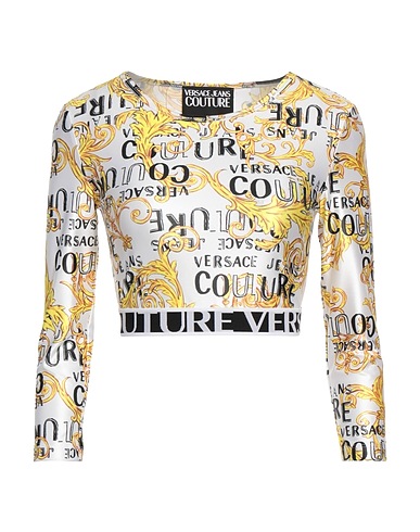 VERSACE JEANS COUTURE Crop top Ivory 80% Polyester, 20% Elastane