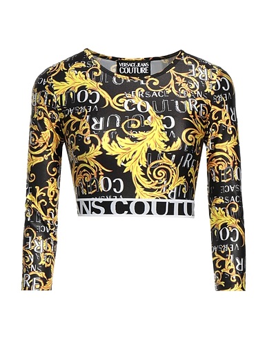 VERSACE JEANS COUTURE Crop top Black 80% Polyester, 20% Elastane