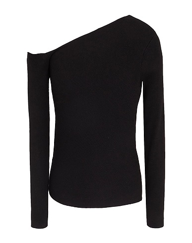 8 by YOOX Jumper VISCOSE BLEND COLD SHOULDER LONG SLEEVE TOP
 Black 60% Viscose, 24% Recycled polyester, 16% Recycled polyamide