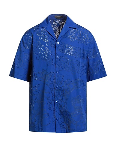 VERSACE Solid color shirt 65% Polyester, 35% Cotton