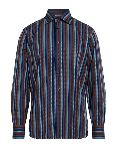 CALIBAN Striped shirt Navy blue 100% Cotton