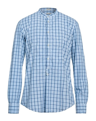 MASSIMO ALBA Checked shirt Sky blue 100% Cotton