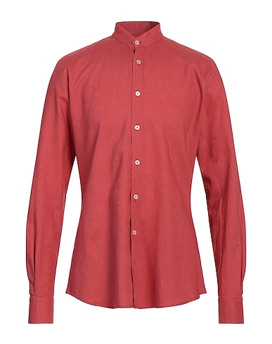 GABARDINE Solid color shirt Brick 55% Viscose, 45% Linen