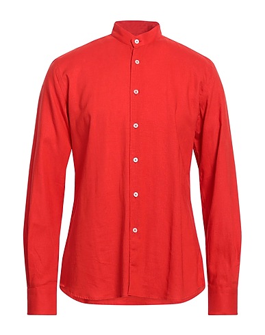 GABARDINE Solid color shirt Red 55% Viscose, 45% Linen