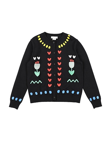 STELLA McCARTNEY KIDS Cardigan Black 95% Cotton, 5% Wool, Polyester