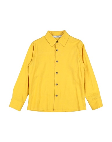 I'M BRIAN Solid colour shirt Yellow 55% Linen, 45% Viscose