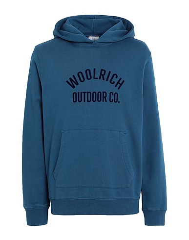 WOOLRICH Hooded track jacket  ORGANIC COTTON SCRIPT HOODIE 
 Slate blue 100% Cotton