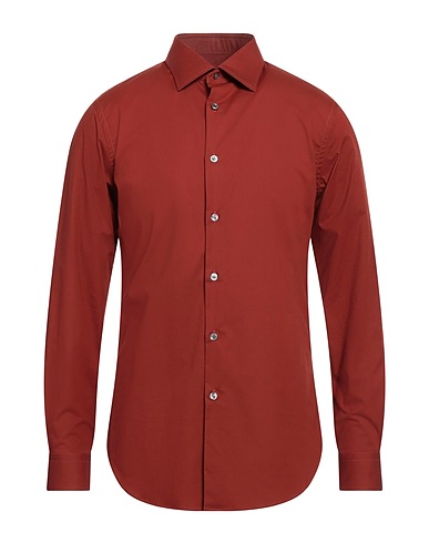 PAL ZILERI Solid color shirt Tan 97% Cotton, 3% Elastane