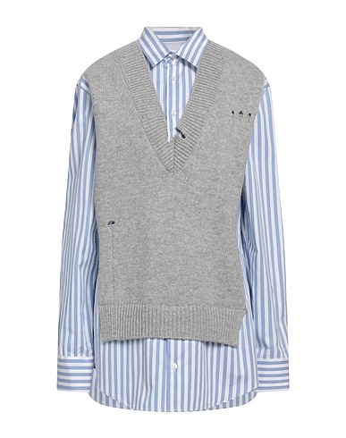 MAISON MARGIELA Striped shirt Light grey 100% Cotton, Wool