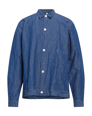 DNL Solid colour shirt Blue 57% Cotton, 41% Linen, 2% Silk