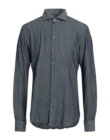 ROSSI Solid colour shirt Midnight blue 100% Cotton