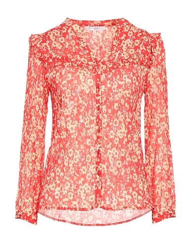 GERARD DAREL Floral shirts & blouses Tomato red 99% Viscose, 1% Metallic Polyester