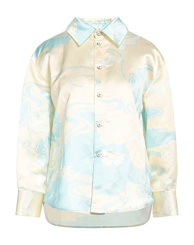 JIL SANDER Floral shirts & blouses Pastel yellow 53% Viscose, 47% Linen