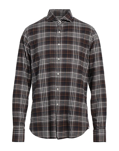 ALESSANDRO GHERARDI Checked shirt Dark brown 100% Cotton