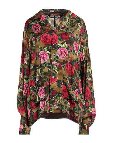 PALM ANGELS Floral shirts & blouses Military green 60% Viscose, 40% Cupro, Polyester