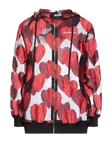 LOVE MOSCHINO Hooded track jacket  Black 55% Viscose, 45% Polyester