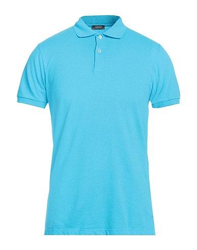 ROSSOPURO Polo shirt Azure 95% Cotton, 5% Elastane