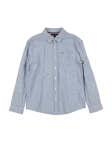 TOMMY HILFIGER Patterned shirt Sky blue 80% Cotton, 20% Hemp